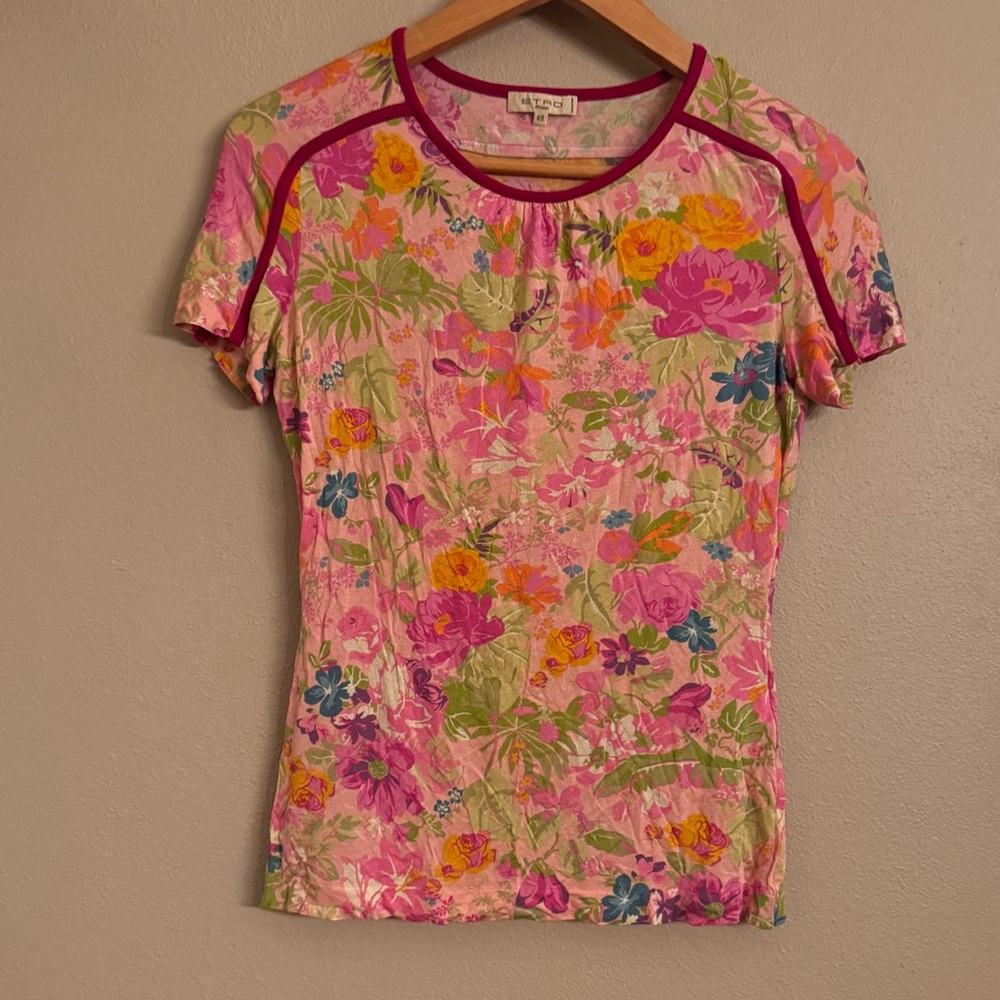 ETRO Multicolor Floral Short Sleeve Tee
